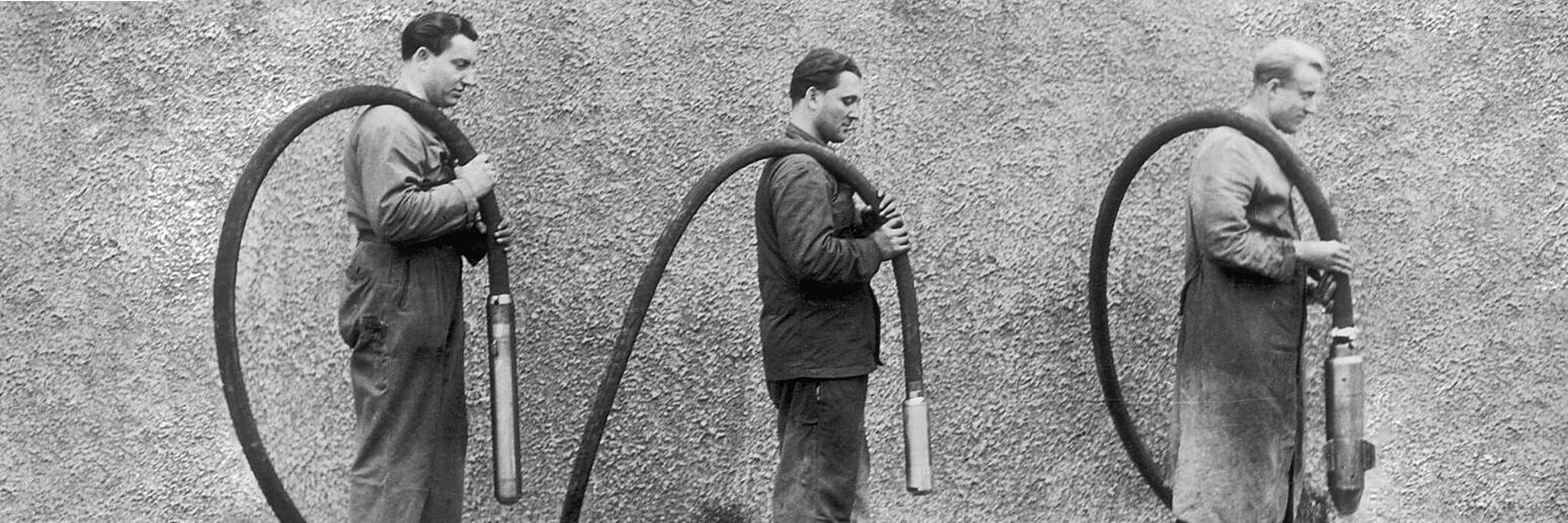 威克诺森首台插入式振动器的历史照片。